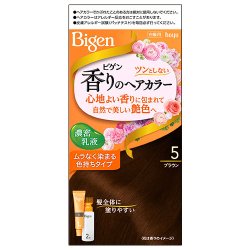 画像1: ビゲン(Bigen) 香りのヘアカラー 乳液 5 ブラウン ホーユー(hoyu) 白髪染め