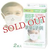 FFFP2　微粒子汚染物質対応　PM2.5　呼吸用マスク　学童・子供用　２枚入り　立体密着タイプ（災害対策マスクオーバーヘッドタイプ）　大木製薬